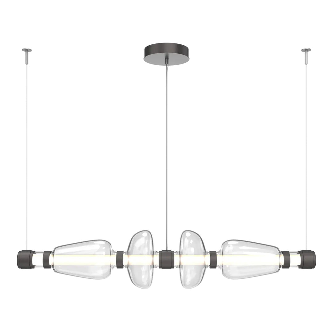 Bolla Mandrel Chandelier by Hammerton Studio in Graphite with Clear glass (Medium)