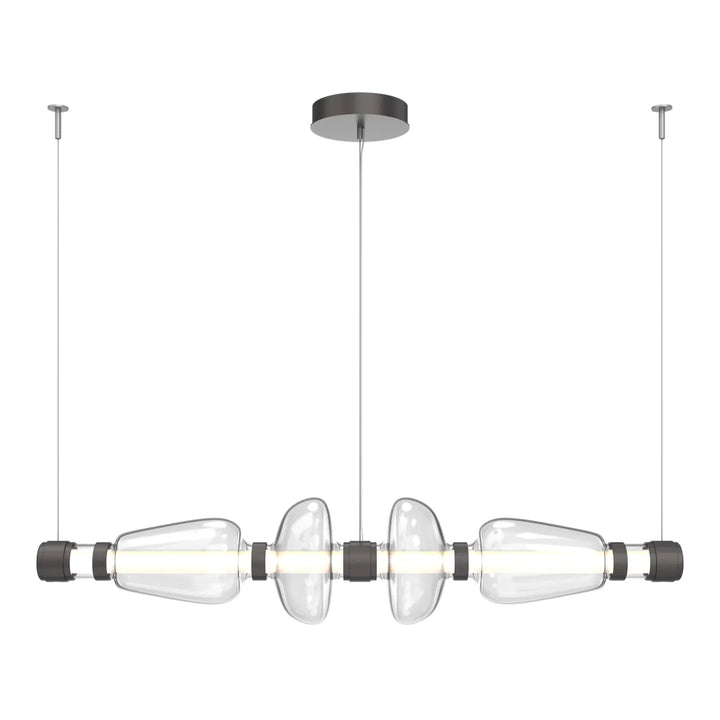 Bolla Mandrel Chandelier by Hammerton Studio in Graphite with Clear glass (Medium)