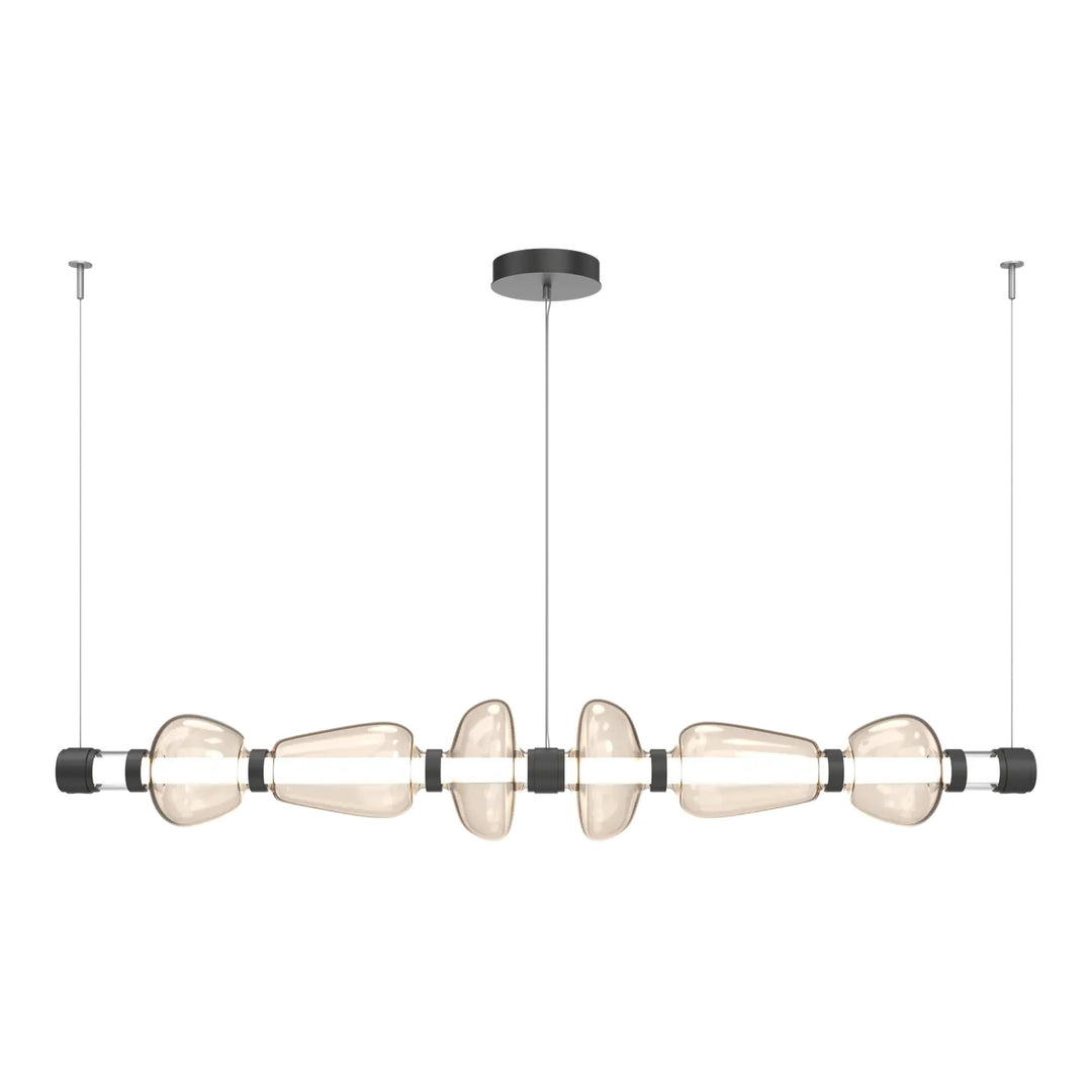 Bolla Mandrel Chandelier by Hammerton Studio in Matte Black with Amber glass
