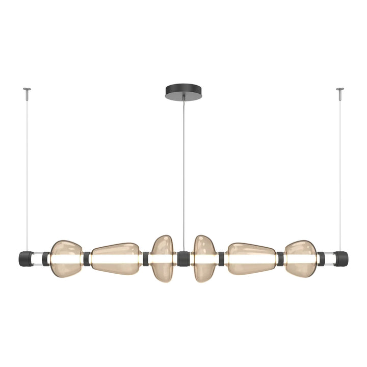 Bolla Mandrel Chandelier by Hammerton Studio in Matte Black with Bronze glass