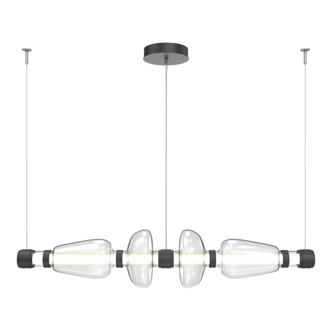 Bolla Mandrel Chandelier by Hammerton Studio in Matte Black with Clear glass (Medium)