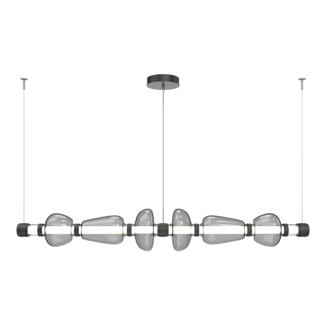 Bolla Mandrel Chandelier by Hammerton Studio in Matte Black with Smoke glass