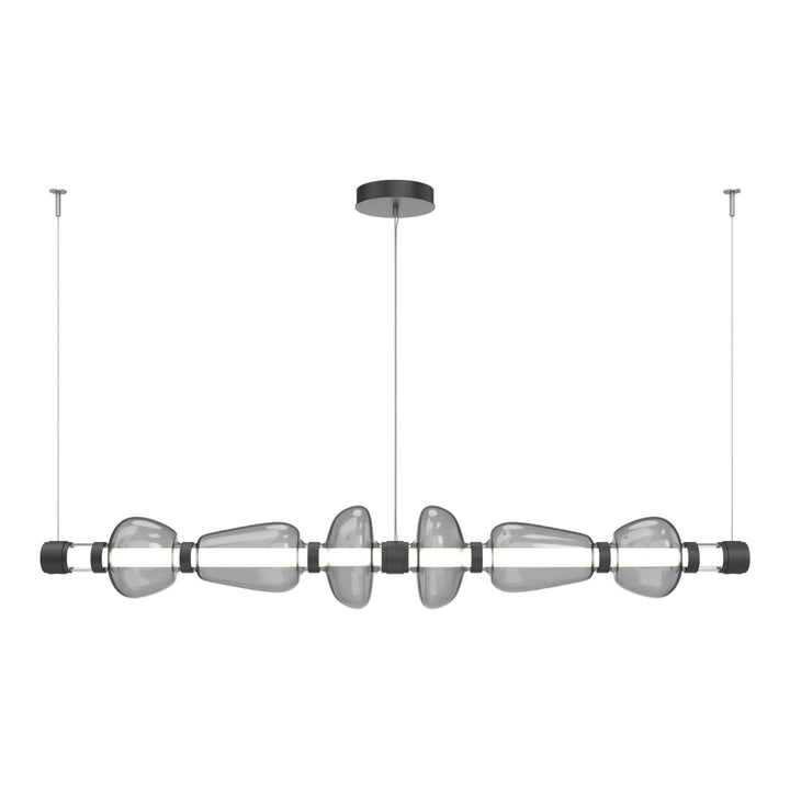 Bolla Mandrel Chandelier by Hammerton Studio in Matte Black with Smoke glass