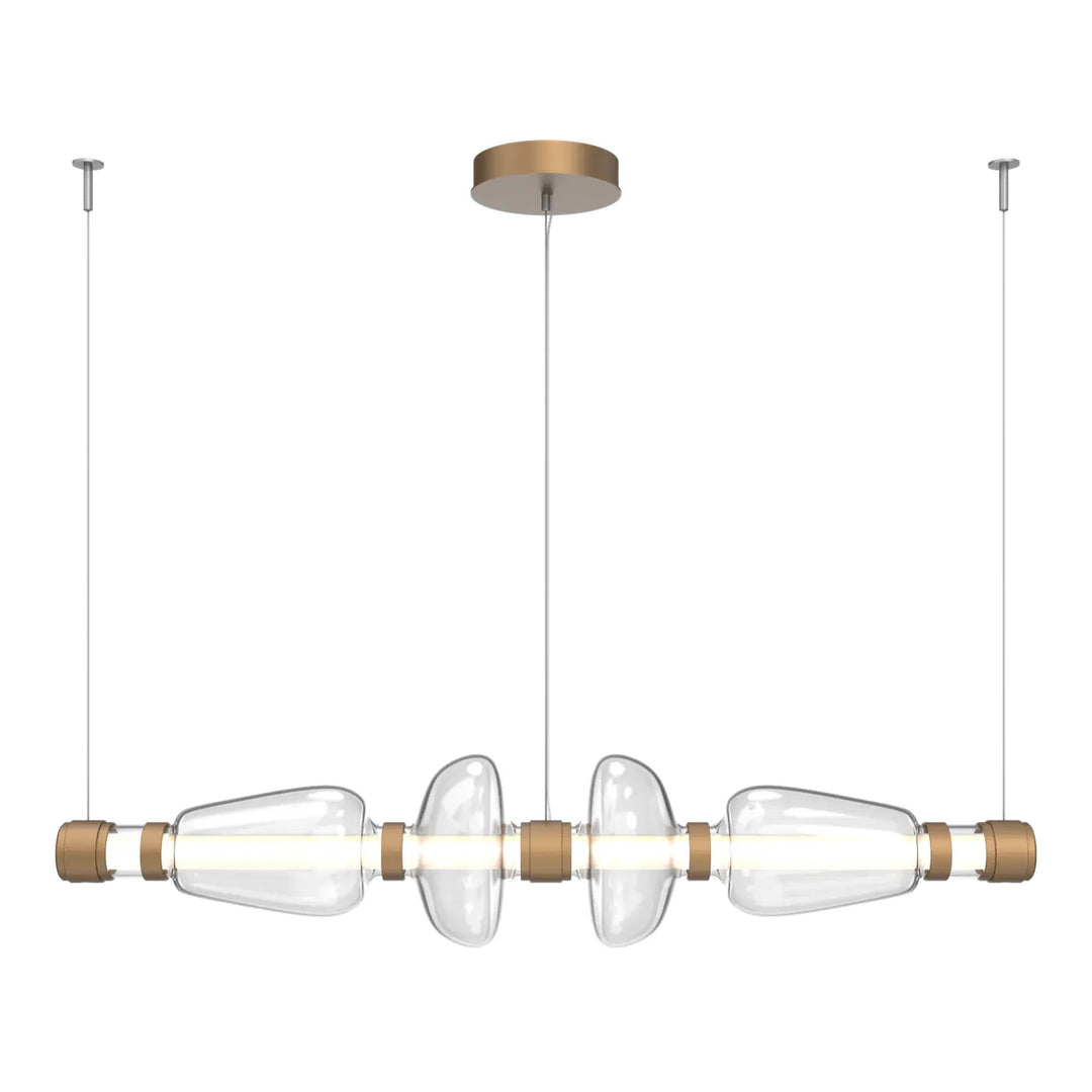 Bolla Mandrel Chandelier by Hammerton Studio in Novel Brass with Clear glass (Medium)
