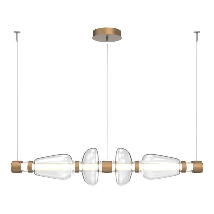 Bolla Mandrel Chandelier by Hammerton Studio in Novel Brass with Clear glass (Medium)