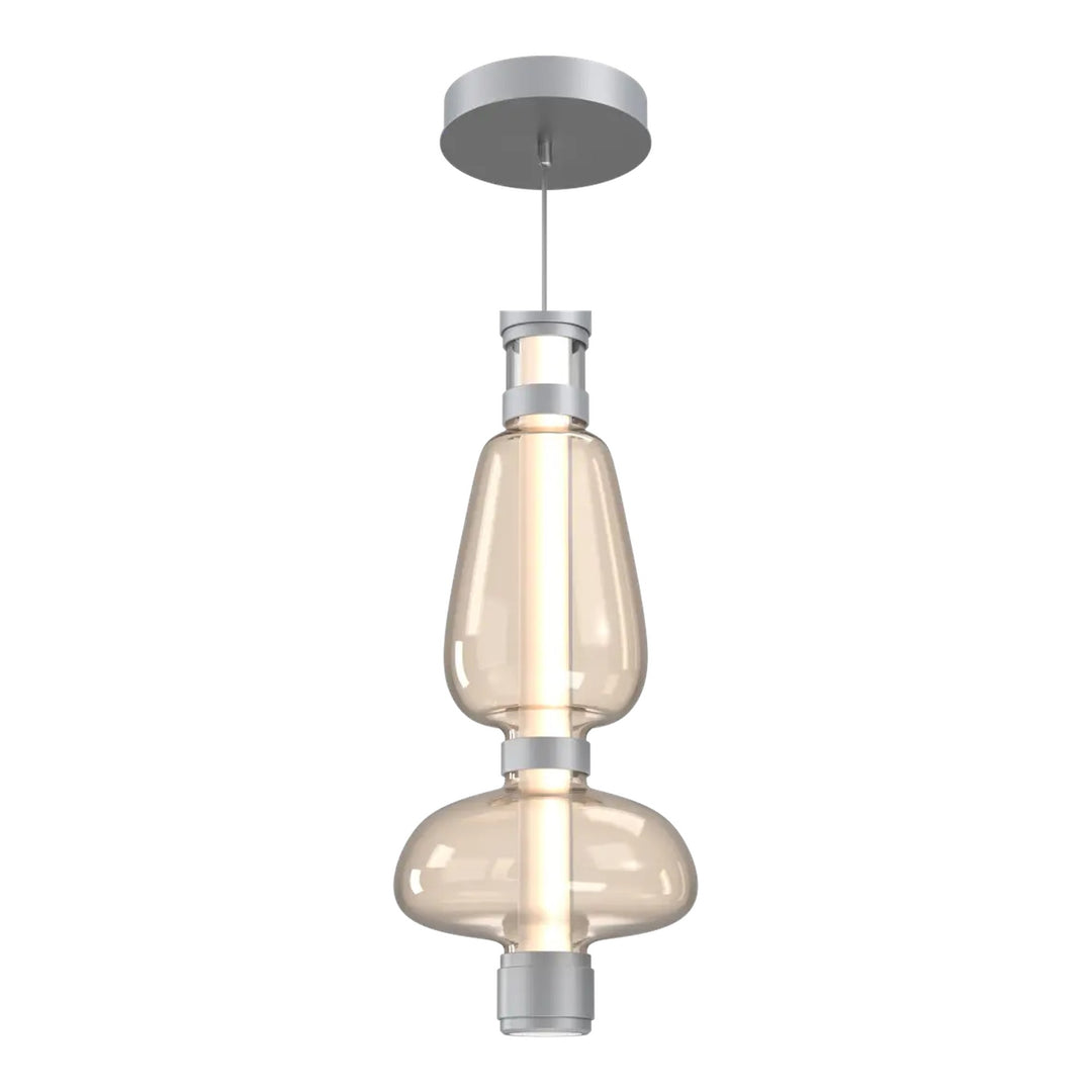 Bolla Mandrel Double Pendant by Hammerton Studio in Classic Silver with Amber glass