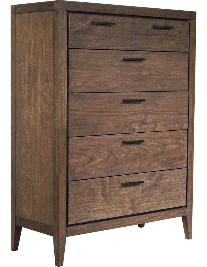 Boracay Five Drawer Chest in Wild Oats Brown — on a white background