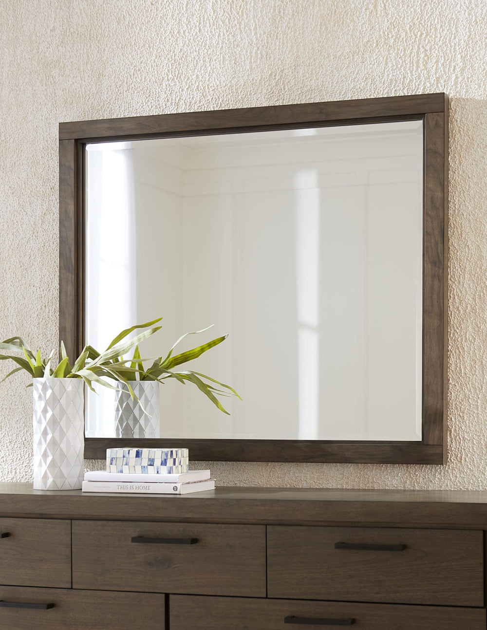 Boracay Landscape Mirror in Wild Oats Brown — styled on the matching dresser (sold separately)