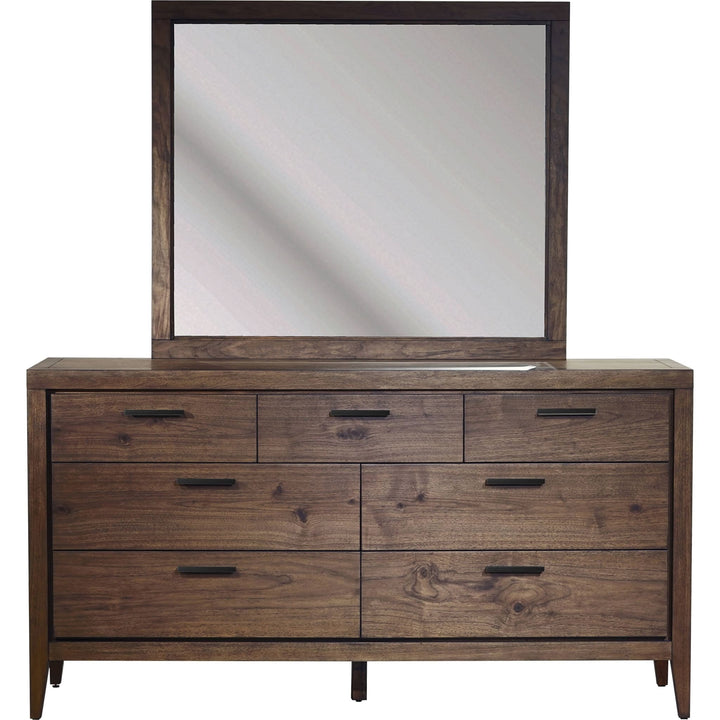 Boracay Seven Drawer Dresser in Wild Oats Brown — on a white background with the matching mirror (sold separately)
