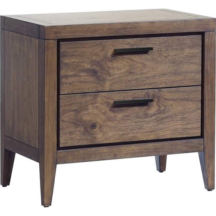 Boracay Two Drawer USB-Charging Nightstand in Wild Oats Brown — on a white background
