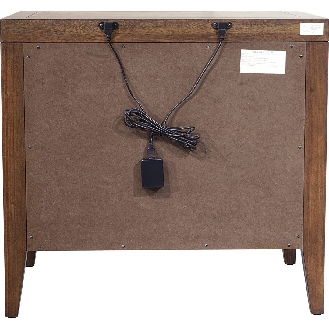 Boracay Two Drawer USB-Charging Nightstand in Wild Oats Brown — detail view