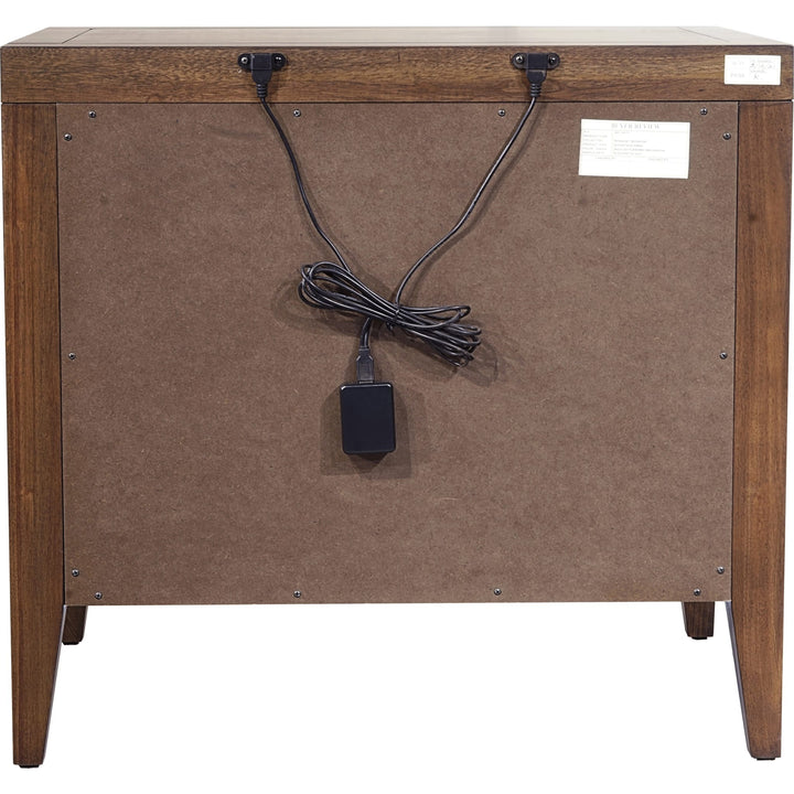 Boracay Two Drawer USB-Charging Nightstand in Wild Oats Brown — detail view