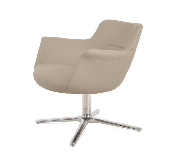 Bottega Lounge Oval Chair — bone PPM, polished stainless steel oval memory-swivel base