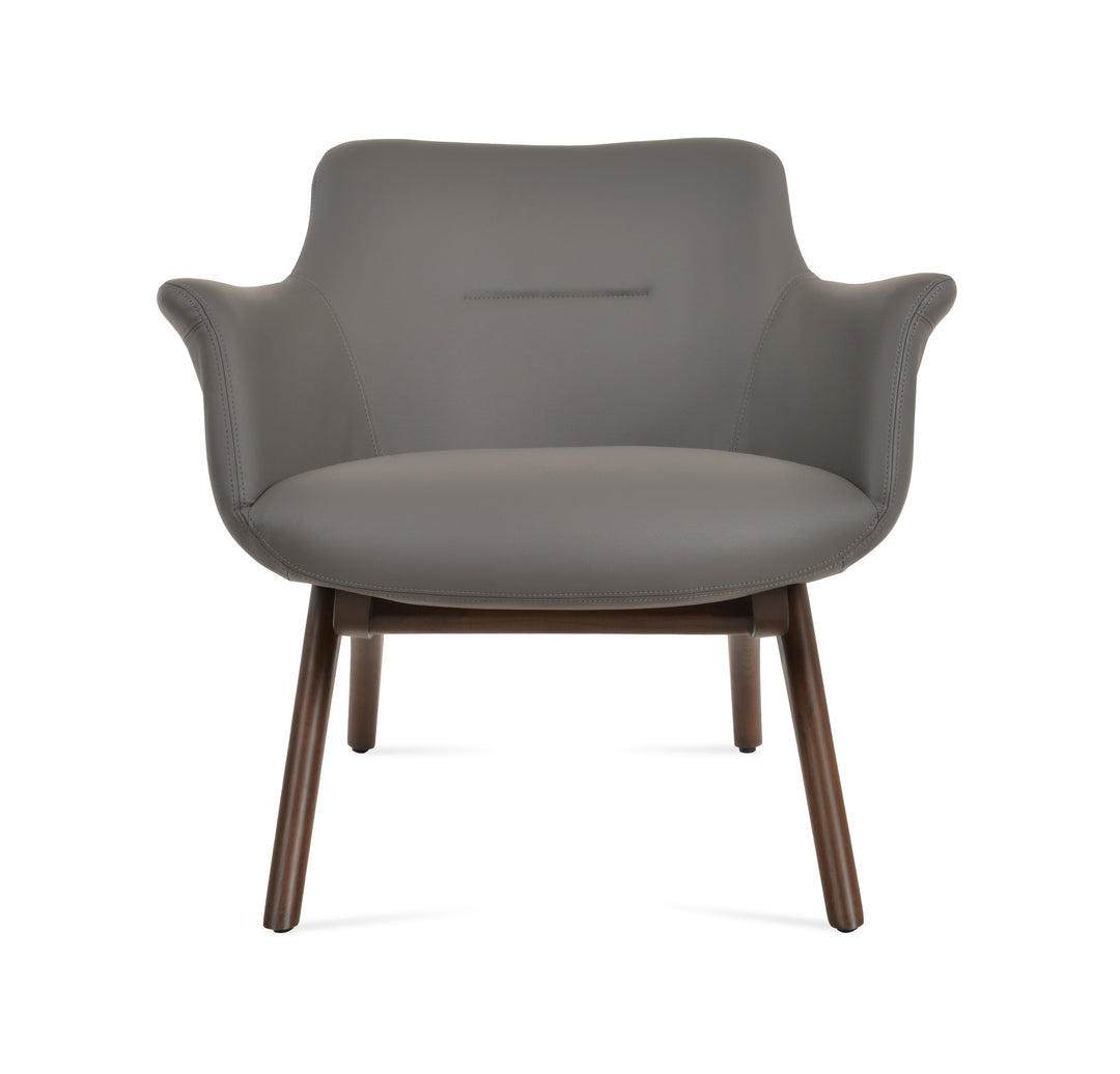 Bottega X Wood Lounge Chair — grey PPM, ash wood walnut finish X-wood base