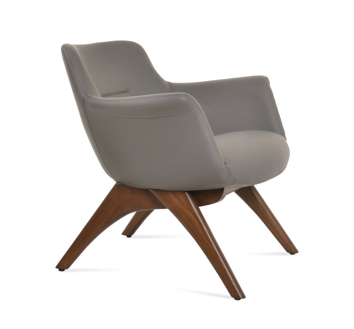 Bottega X Wood Lounge Chair — grey PPM, ash wood walnut finish X-wood base