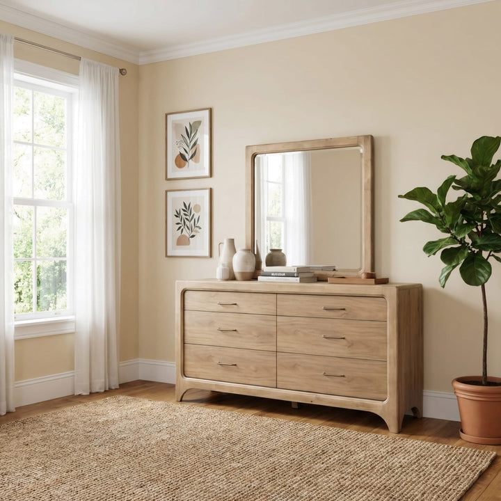 Brentwood Dresser in Brioche — styled with the matching mirror (sold separately)