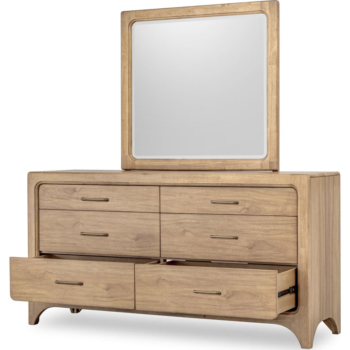 Brentwood Dresser in Brioche — with drawers open, shown with the matching mirror (sold separately)
