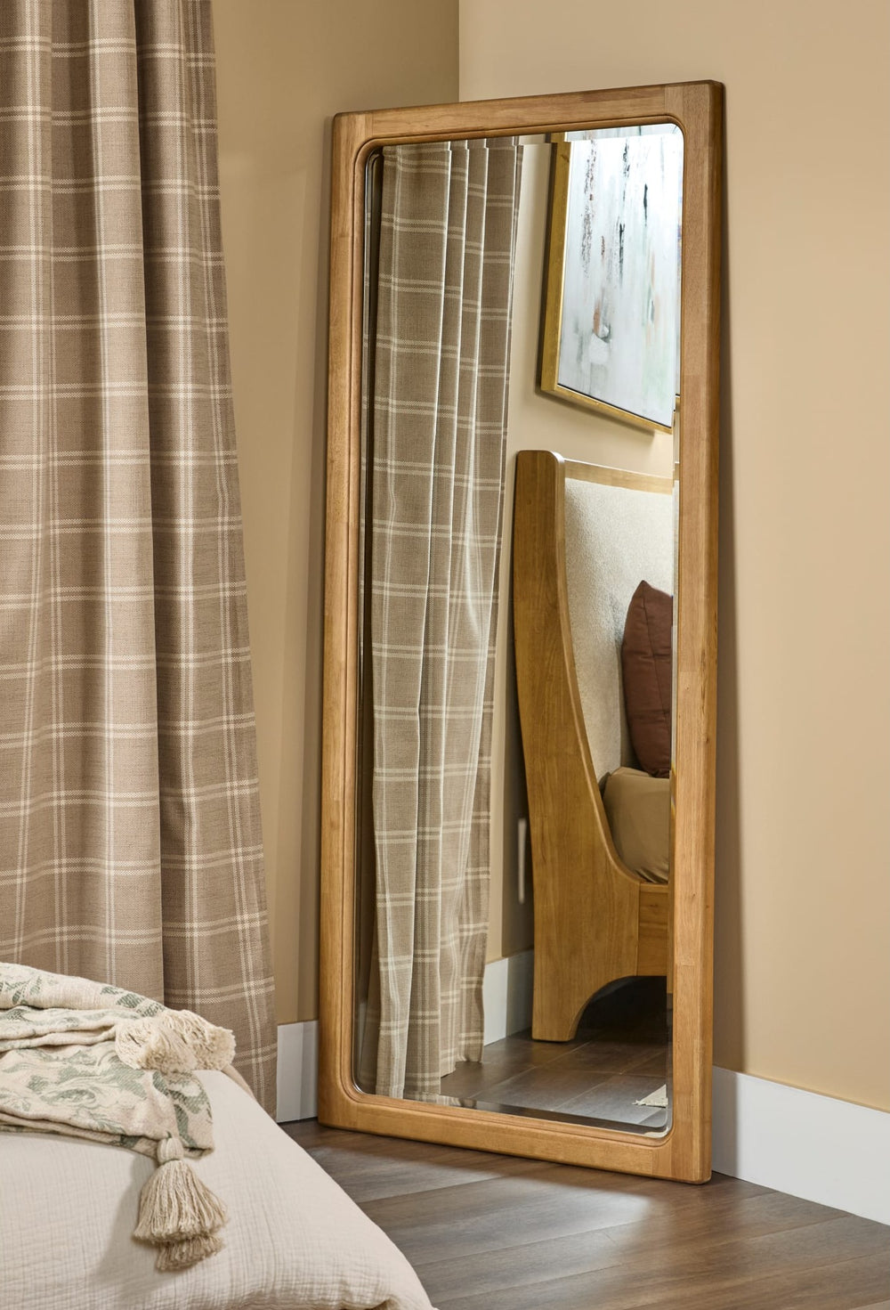 Brentwood Floor Mirror in Brioche — styled in a room