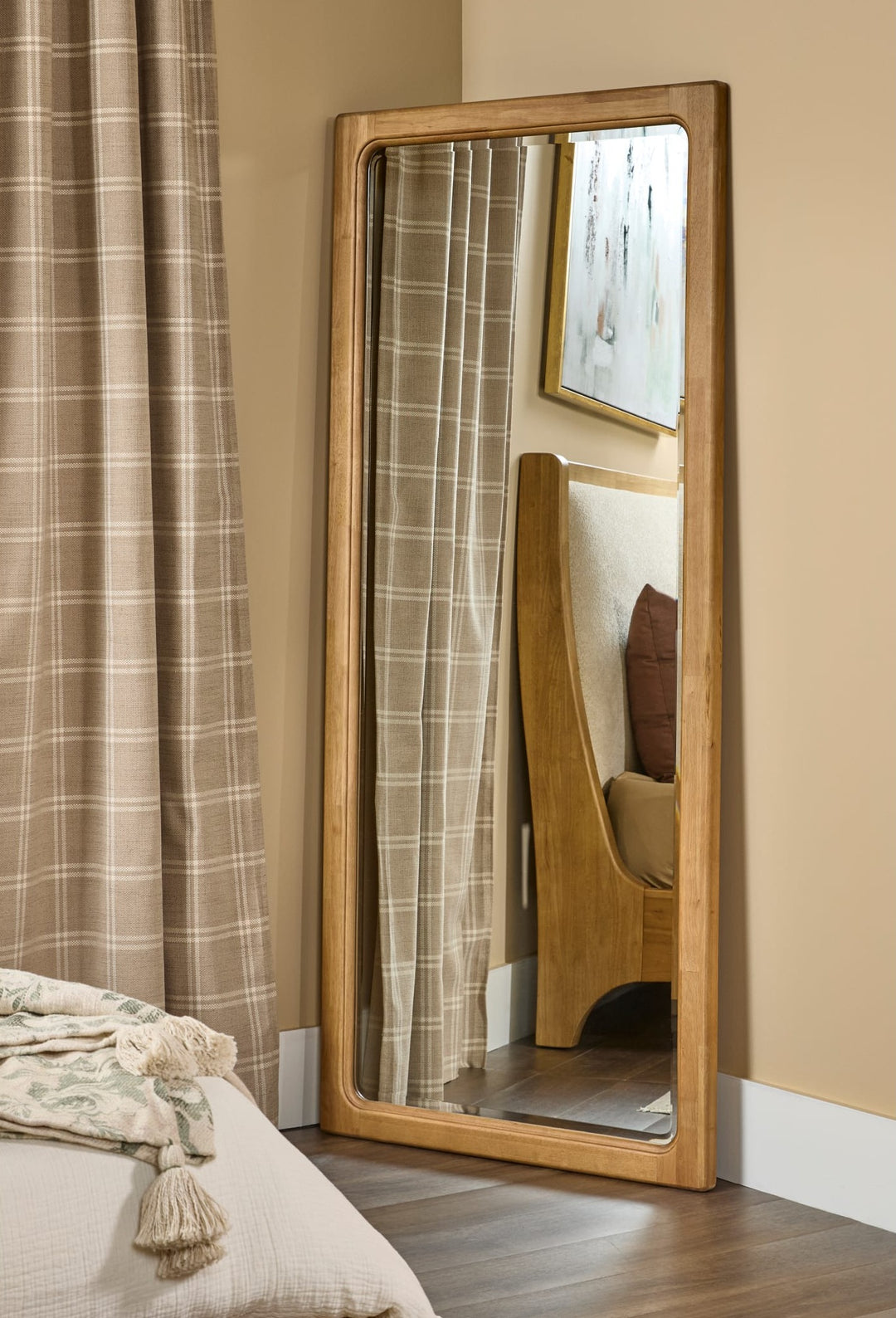 Brentwood Floor Mirror in Brioche — styled in a room