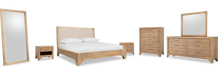 Brentwood Floor Mirror in Brioche — shown with the matching bedroom group (sold separately)