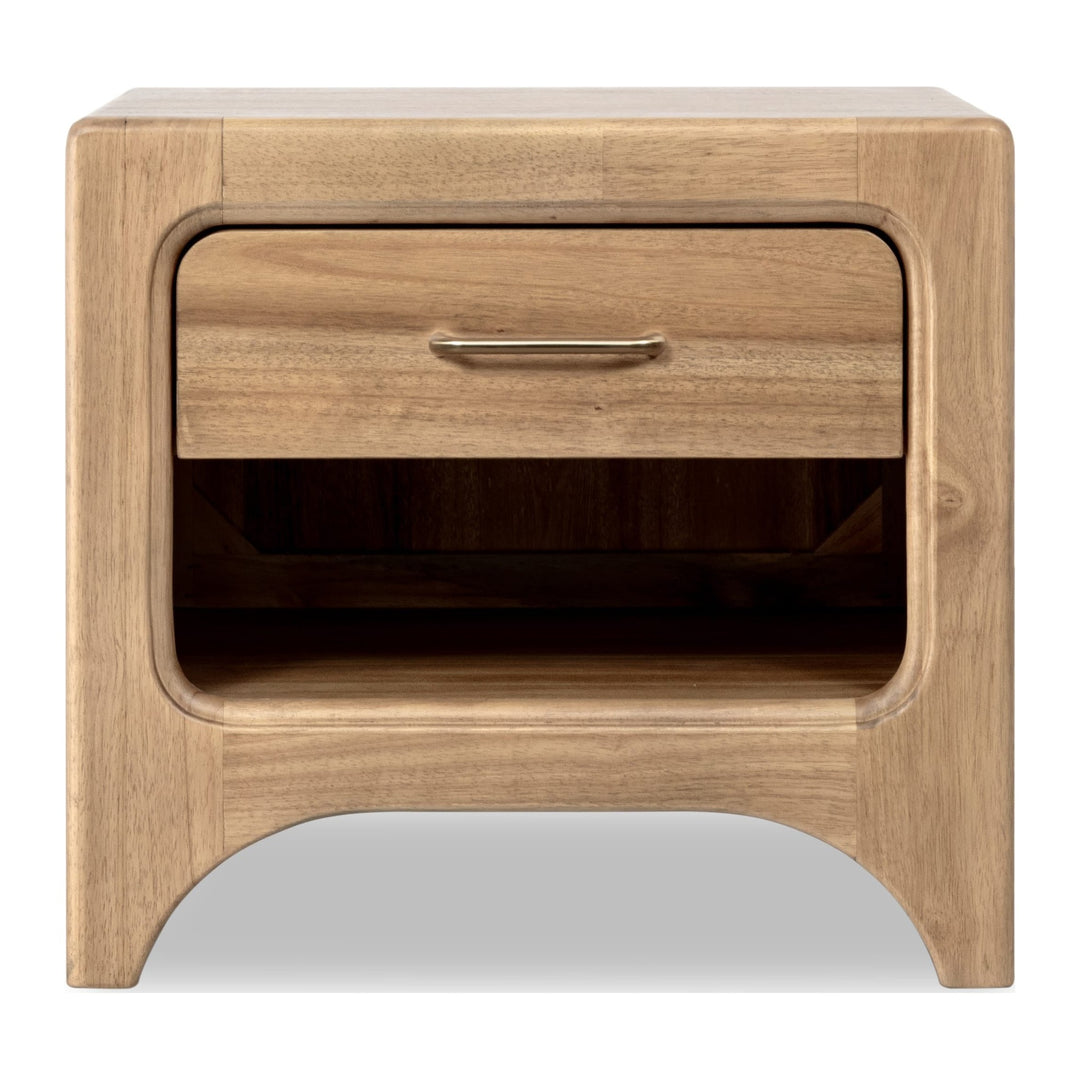 Brentwood One Drawer Nightstand with Cord Management by Modus in Brioche — on a white background