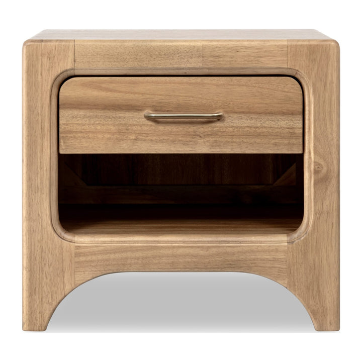 Brentwood One Drawer Nightstand with Cord Management by Modus in Brioche — on a white background