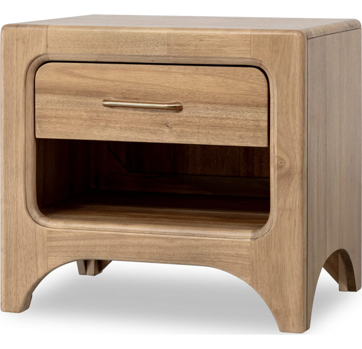 Brentwood One Drawer Nightstand with Cord Management in Brioche — on a white background