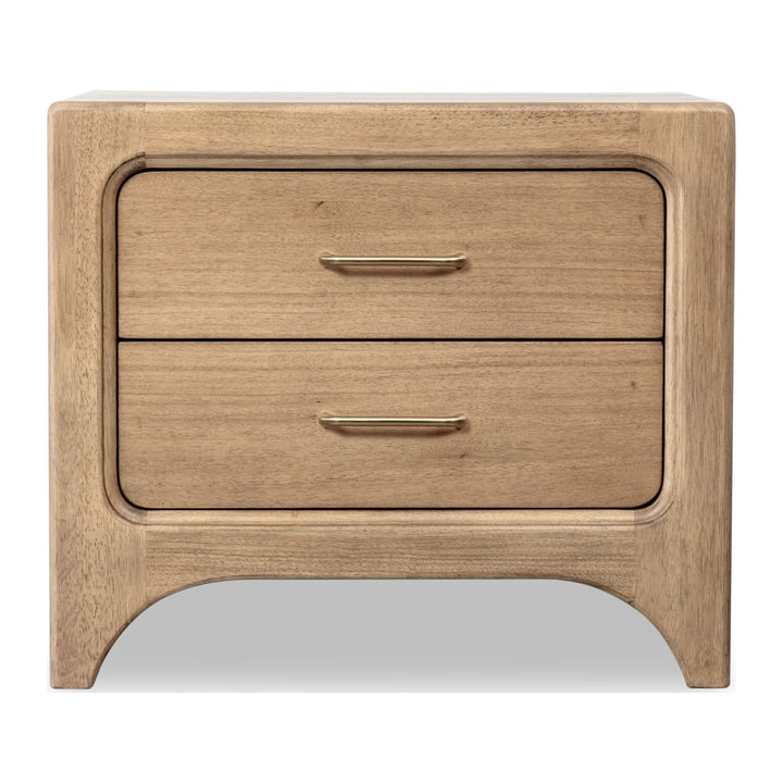 Brentwood Two Drawer Nightstand with Cord Management by Modus in Brioche — on a white background
