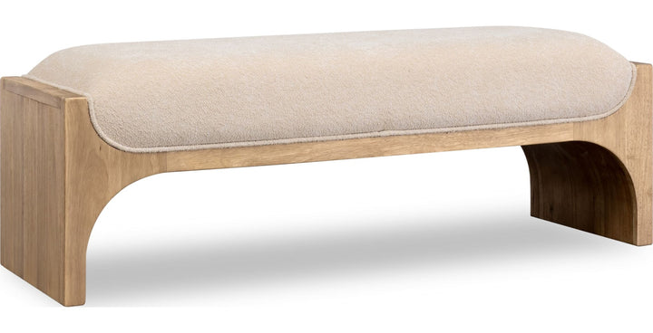 Brentwood Upholstered Bench in Brioche — on a white background