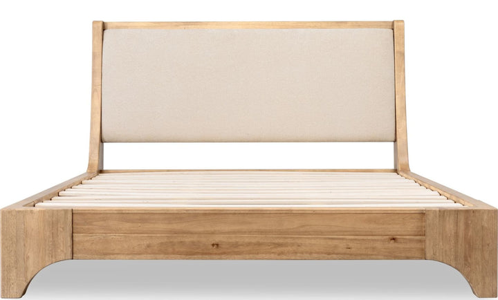 Brentwood Wood and Upholstered Bed in Brioche — front view without mattress