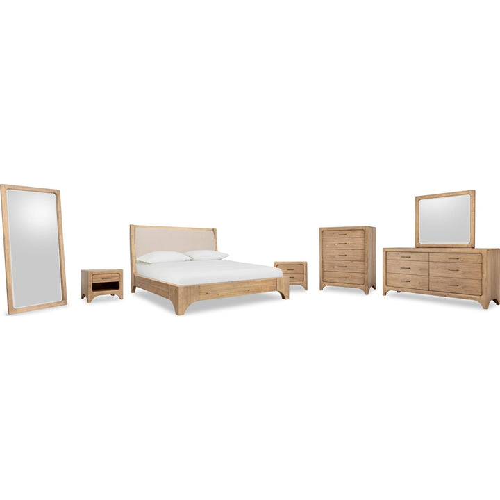 Brentwood Wood and Upholstered Bed in Brioche — shown with the Brentwood bedroom group — white background