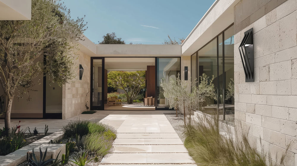 Bridge Outdoor Sconce by Hammerton Studio in a styled interior