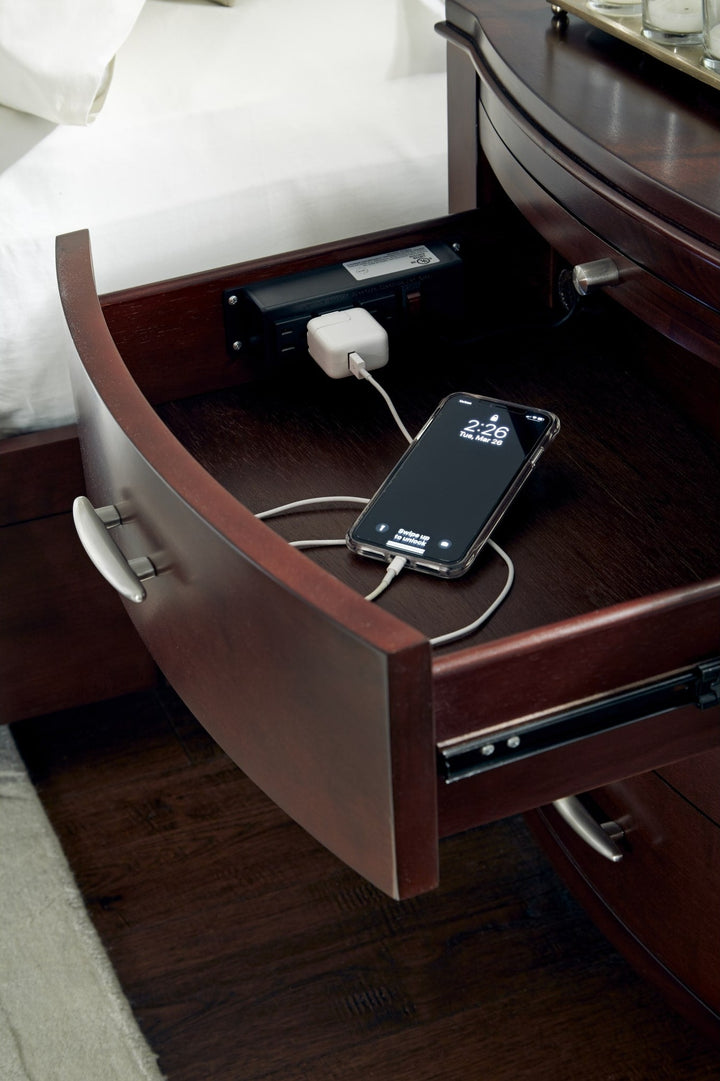 Brighton Charging Station Nightstand in Cinnamon — detail view