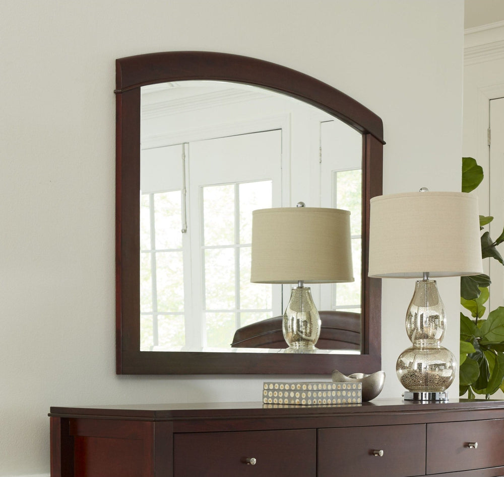 Brighton Mirror in Cinnamon — styled on the matching dresser (sold separately)