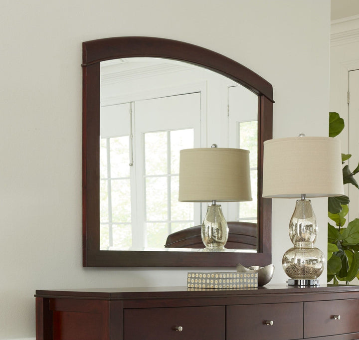 Brighton Mirror in Cinnamon — styled on the matching dresser (sold separately)