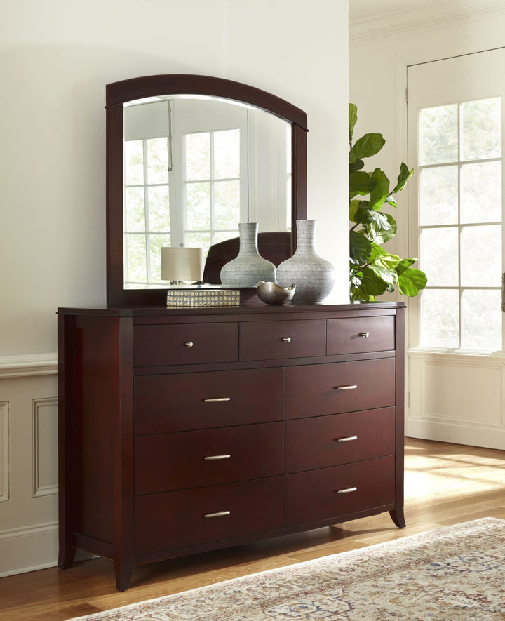 Brighton Mirror in Cinnamon — styled on the matching dresser (sold separately)