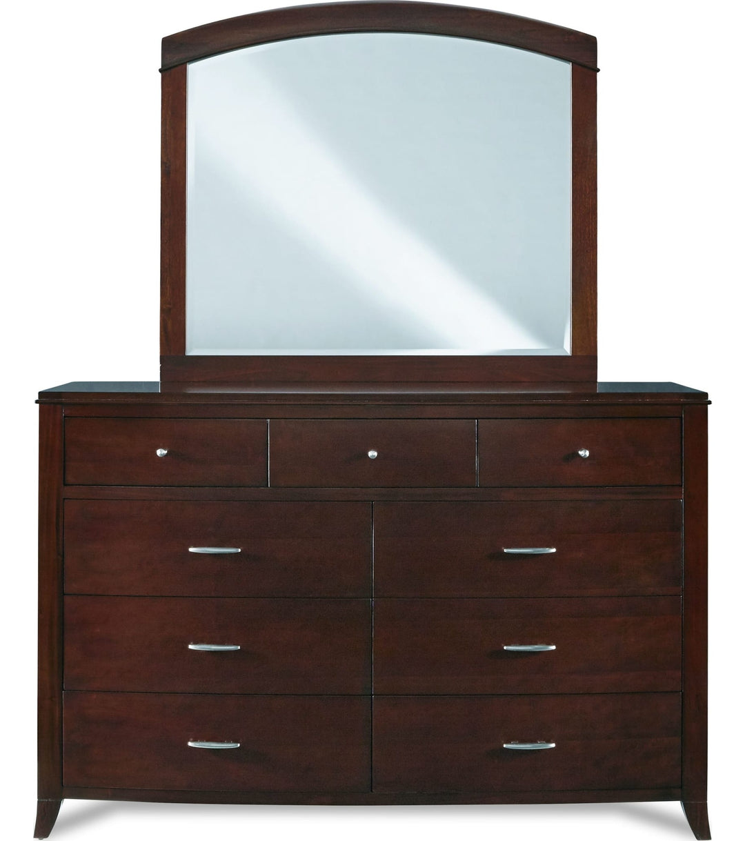 Brighton Nine Drawer Dresser in Cinnamon — on a white background with the matching mirror (sold separately)