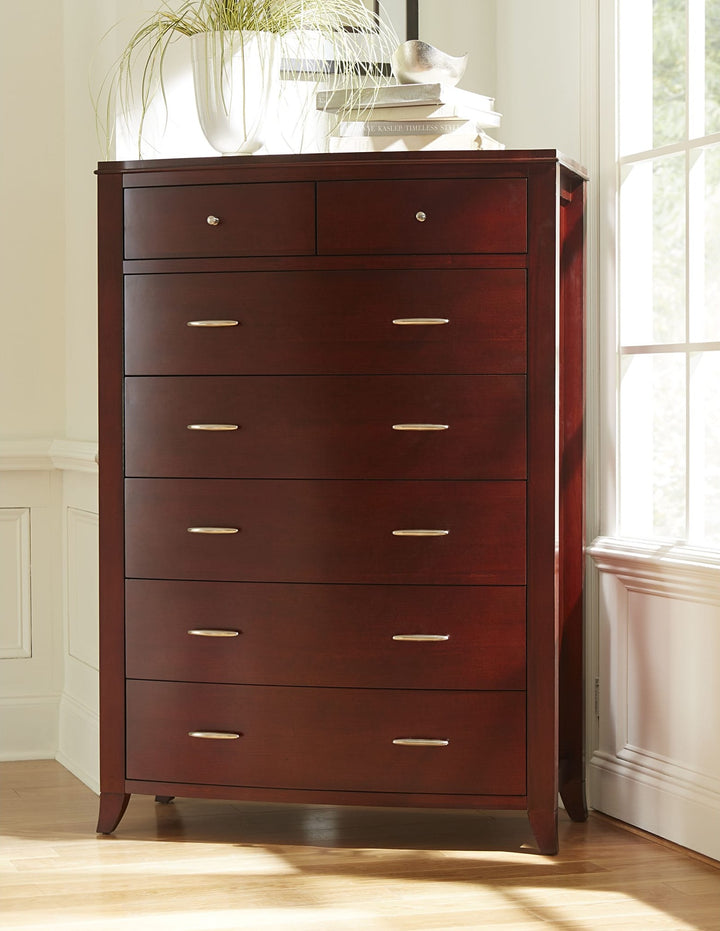 Brighton Seven Drawer Chest in Cinnamon — styled in a room