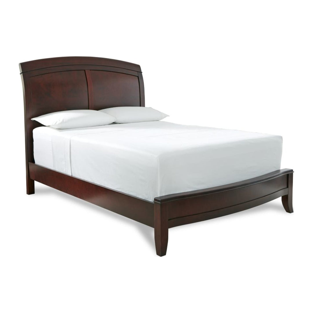 Brighton Wood Sleigh Bed by Modus in Cinnamon — white background, angled view