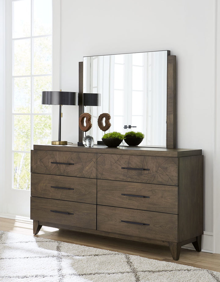Broderick Dresser Mirror in Wild Oats Brown — styled on the matching dresser (sold separately)