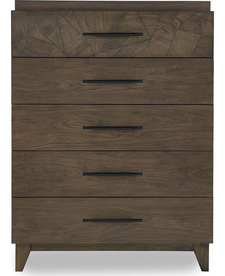 Broderick Five Drawer Chest in Wild Oats Brown — on a white background