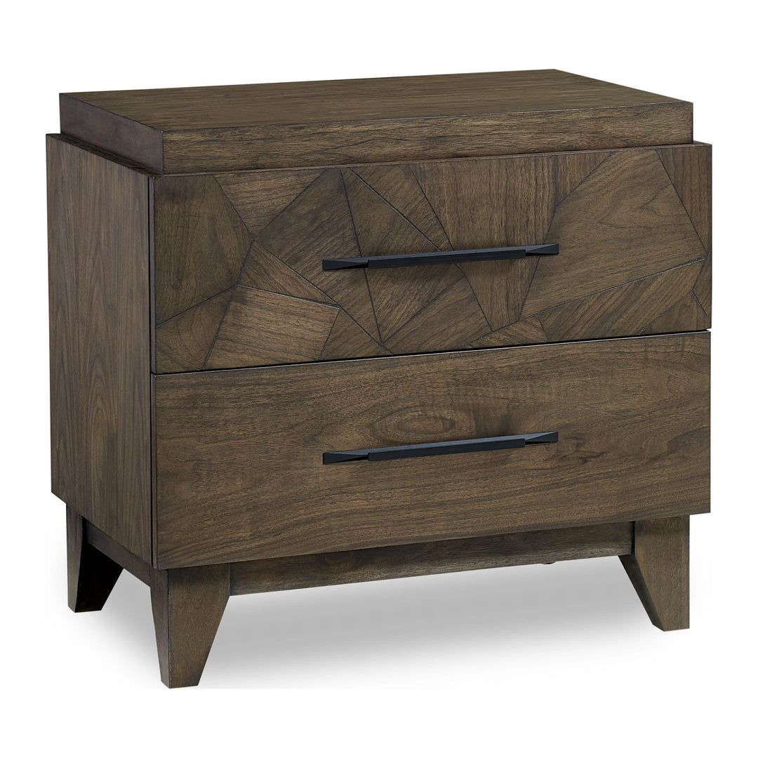 Broderick Two Drawer Nightstand by Modus in Wild Oats Brown — on a white background