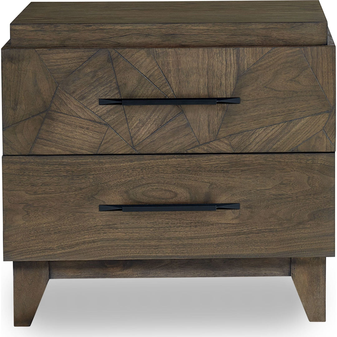 Broderick Two Drawer Nightstand in Wild Oats Brown — on a white background