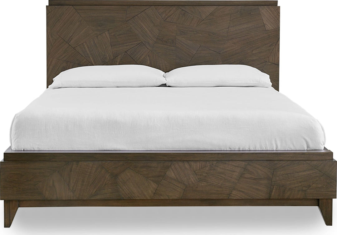 Broderick Wood Panel Bed in Wild Oats Brown — white background, front view
