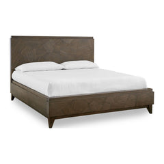 Broderick Wood Panel Bed by Modus in Wild Oats Brown — white background, angled view