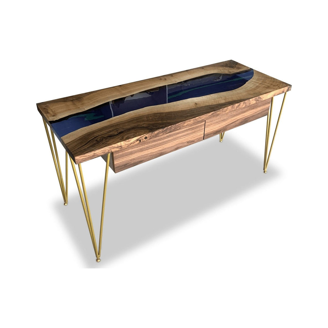 Brontes Walnut Wood River Desk Arditi Collection