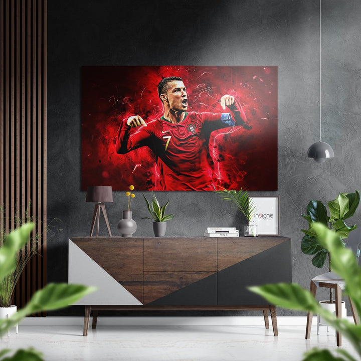 Ronaldo Brushed Aluminium Dibond Wall Art.
