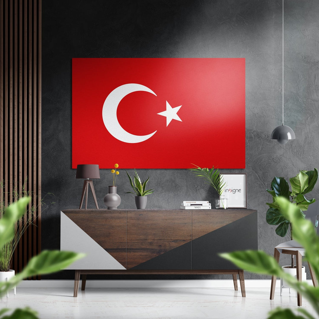 Turkish Flag Brushed Aluminium Dibond Wall Art.