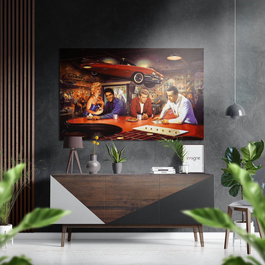 Marilyn, Elvis, Humphrey, James Brushed Aluminium Dibond Wall Art.