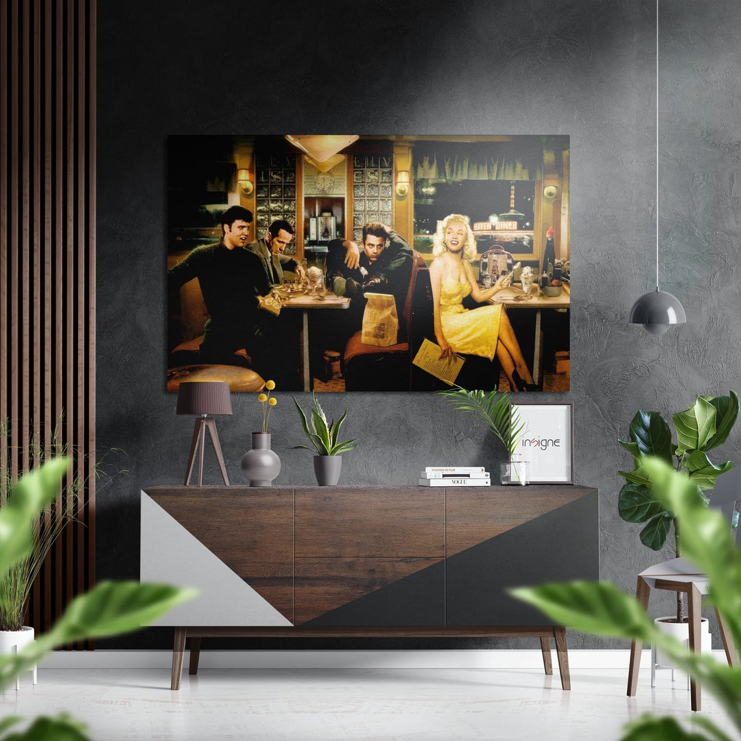 Marilyn, Elvis, Humphrey, James Brushed Aluminium Dibond Wall Art.